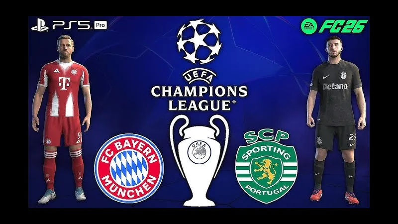 Cầu thủ Bayern Munich đang thực hiện cú sút mạnh vào khung thành của Sporting CP Cầu thủ Bayern Munich đang thực hiện cú sút mạnh vào khung thành của Sporting CP